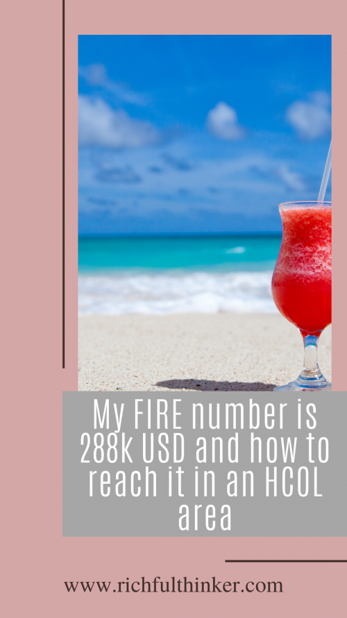 My FIRE number is 288k USD and how to reach it in an HCOL area